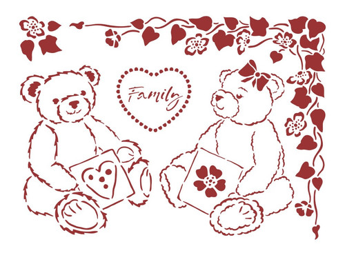 Stamperia Stencil D 7.87"X5.91"-Bears, Day Dream - KSD311 - 59931100212235993110021223