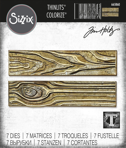 Sizzix Thinlits Dies By Tim Holtz 7/Pkg-Woodgrain Colorize 665860