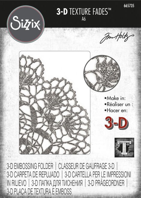 Sizzix 3D Texture Fades Embossing Folder By Tim Holtz-Doily - 665735 Sizzix 3D Texture Fades Embossing Folder By Tim Holtz-Doily - 665735