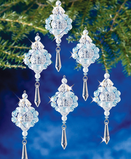 The Beadery Holiday Beaded Ornament Kit-Winter's Elegance Snowflake Makes 6 - BOK-7484 - 045155904629