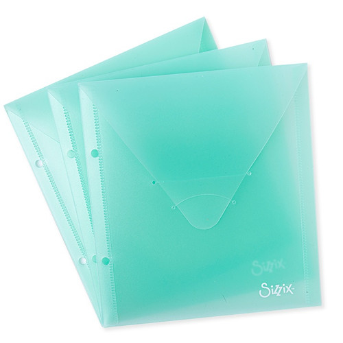 Sizzix Plastic Envelopes 3/Pkg-6.875"X5", Mint Julep 664901