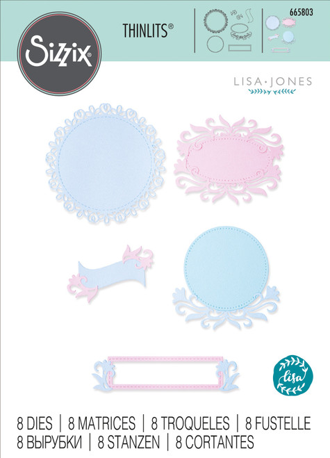 Sizzix Thinlits Dies By Lisa Jones 8/Pkg-Flourish Frames 665803