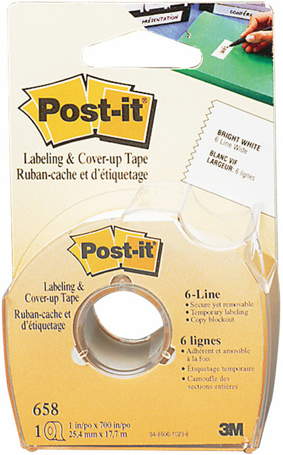 Post-It Labeling & Cover-Up Tape-White, 1"X700" - 658 - 068060465313
