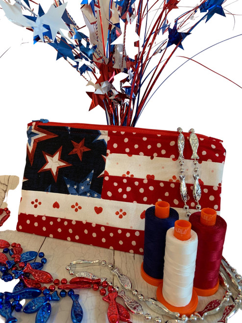 Sew Cute And Quirky Sewing Pattern-Stars And Stripes Zippy Pouch -SAS-SP8