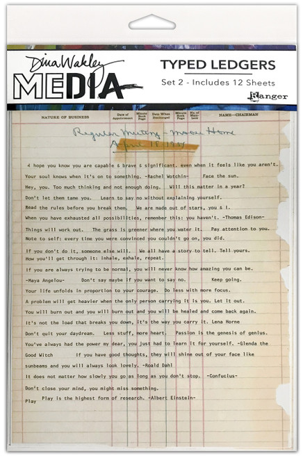 2 Pack - Dina Wakley Media Typed Ledgers 12/Sheets-Set 2 - MDA79040 - 789541079040
