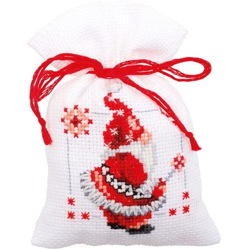 Vervaco Counted Cross Stitch Sachet Bags Kit 3.2"X4.8" 3/Pkg-Christmas Elves Bags On Aida (18 Count) V0150688