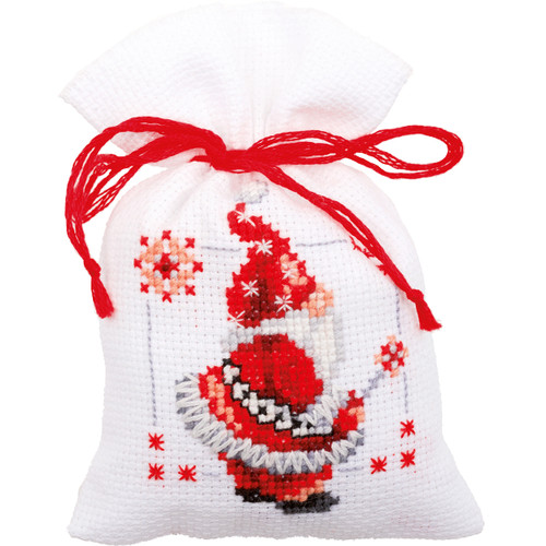 Vervaco Counted Cross Stitch Sachet Bags Kit 3.2"X4.8" 3/Pkg-Christmas Elves Bags On Aida (18 Count) -V0150688