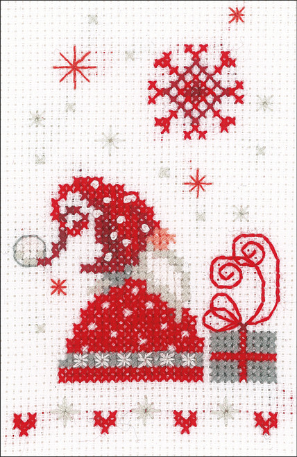 Vervaco Counted Cross Stitch Greeting Card Kit 4.2"X6" 3/Pk-Christmas Gnomes (14 Count) V0165989