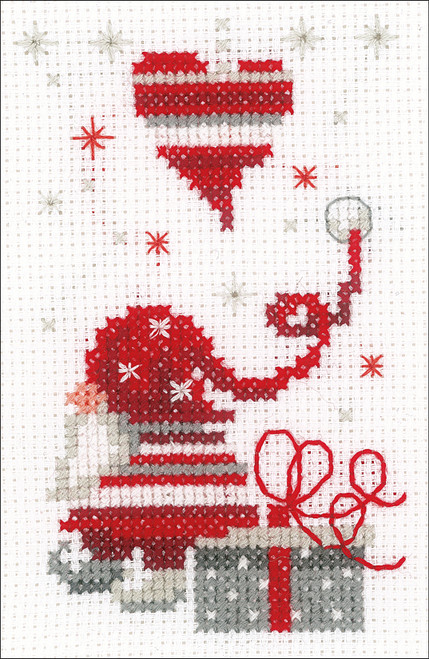Vervaco Counted Cross Stitch Greeting Card Kit 4.2"X6" 3/Pk-Christmas Gnomes (14 Count) V0165989