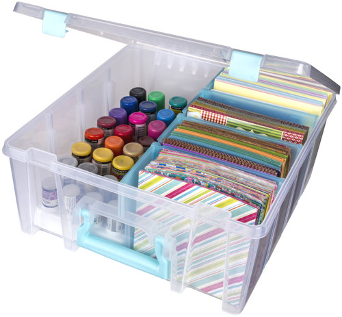 ArtBin Super Satchel Double Deep W/Removable Dividers-Aqua Handle, Latch & Dividers 6990RH