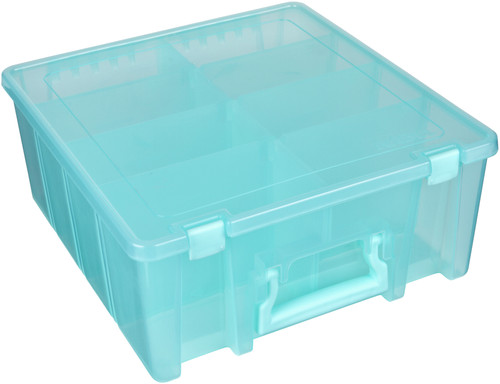 ArtBin Super Satchel Double Deep Box W/Dividers-15.25"X14"X6.25" Aqua Mist 6990AA