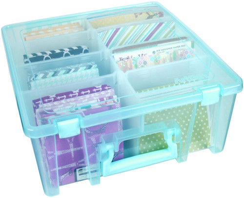 ArtBin Super Satchel Double Deep Box W/Dividers-15.25"X14"X6.25" Aqua Mist 6990AA