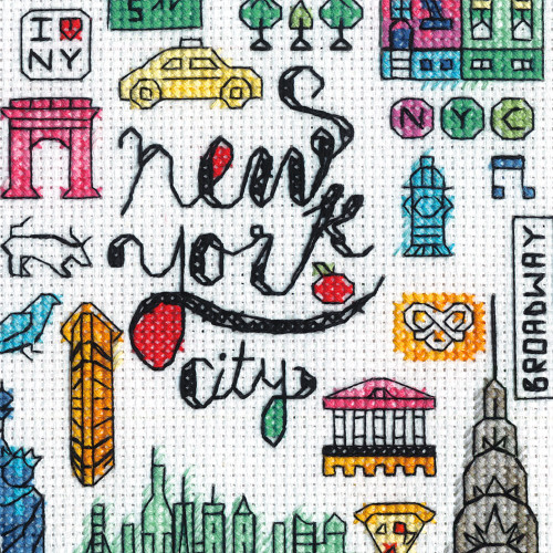 Dimensions Counted Cross Stitch Kit 5"X7"-New York & Paris (14 count) Set Of 2 70-35407