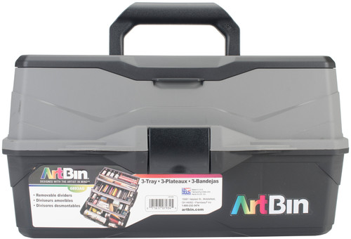 ArtBin Lift Tray Box W/3 Trays & Quick Access Lid Storage-9"X15.75"X8.375", Black & Gray 6893AG - 071617079345