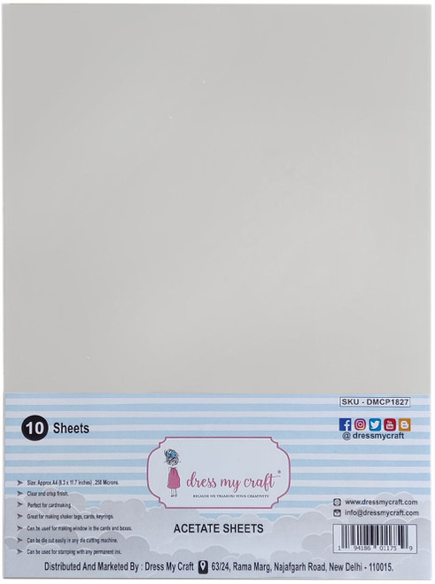 2 Pack Dress My Craft Acetate Sheets A4 10/Pkg-250 Microns DMCP1827 - 194186011759