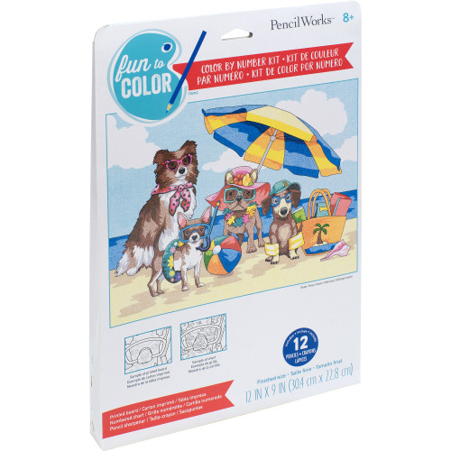 2 Pack - Pencil Works Color By Number Kit 12"X9"-Summer Paws - 91847