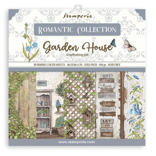 Stamperia Double-Sided Paper Pad 12"X12" 10/Pkg-Romantic Garden House, 10 Designs/1 Each SBBL102 - 5993110021278