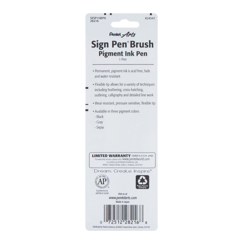 3 Pack Pentel Arts Sign Pen Brush -Gray 15BPN