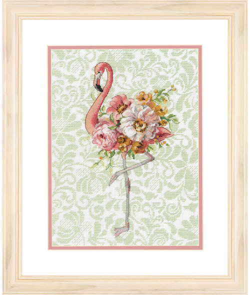 Dimensions Counted Cross Stitch Kit 9"X12"-Floral Flamingo (14 Count) - 70-35409 Dimensions Counted Cross Stitch Kit 9"X12"-Floral Flamingo (14 Count) - 70-35409