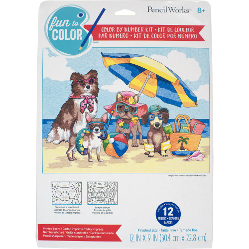 Pencil Works Color By Number Kit 12"X9"-Summer Paws - 91847 - 088677918477