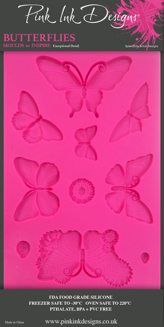 Pink Ink Designs Silicone Mould 6"X8"-Butterflies PIM003 - 50553059672705055305967270