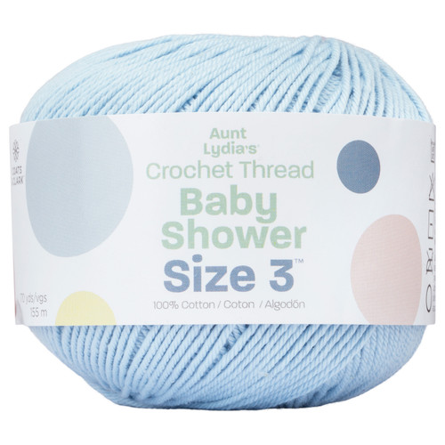 3 Pack Aunt Lydia's Baby Shower Crochet Thread Size 3-Icy Blue 173-4310 - 073650057304