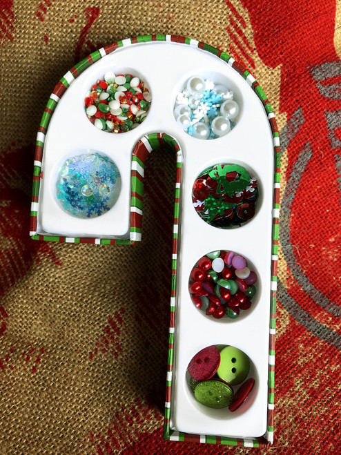 Buttons Galore Embellishment Variety Gift Box-Candy Cane -CCBASST