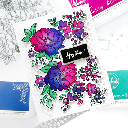 Pinkfresh Studio Clear Stamp Set 4"X6"-Lush Peonies -PF132021