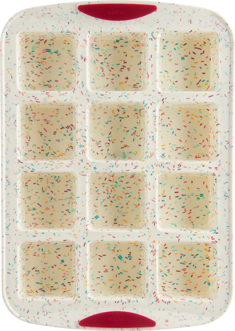 Trudeau Brownie Pan-White Confetti/Fuchsia, 12 Cavity - 05120125 - 063562682893