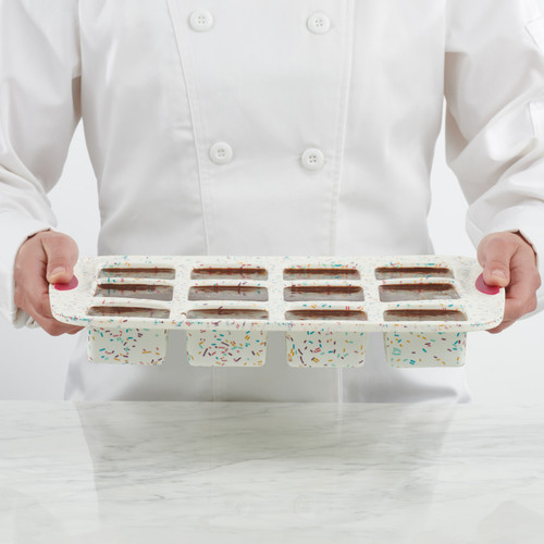 Trudeau Brownie Pan-White Confetti/Fuchsia, 12 Cavity - 05120125