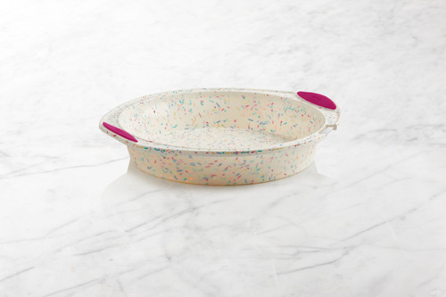 Trudeau Round Cake Pan 9"-White Confetti/Fuchsia 05118557