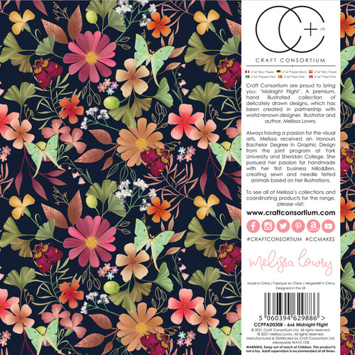 Craft Consortium Double-Sided Paper Pad 6"X6" 40/Pkg-Midnight Flight - PAD030B Craft Consortium Double-Sided Paper Pad 6"X6" 40/Pkg-Midnight Flight - PAD030B