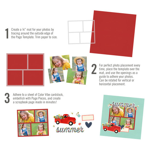 3 Pack - Simple Stories Simple Pages Page Template-(1) 2-3"X4" & 2-3"X3" - SPT15970