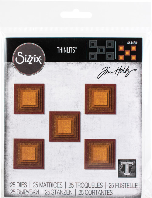 Sizzix Thinlits Dies By Tim Holtz-Stacked Squares 664438 - 630454262985