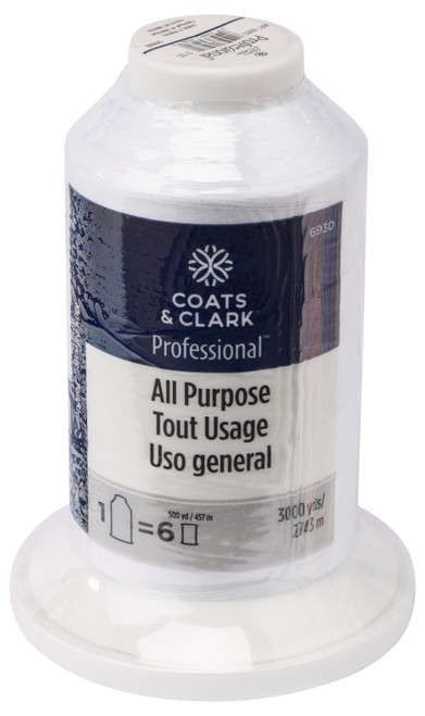Coats Professional All Purpose Thread 3000yd-White - 6930-0100 - 073650052620 Coats Professional All Purpose Thread 3000yd-White - 6930-0100 - 073650052620