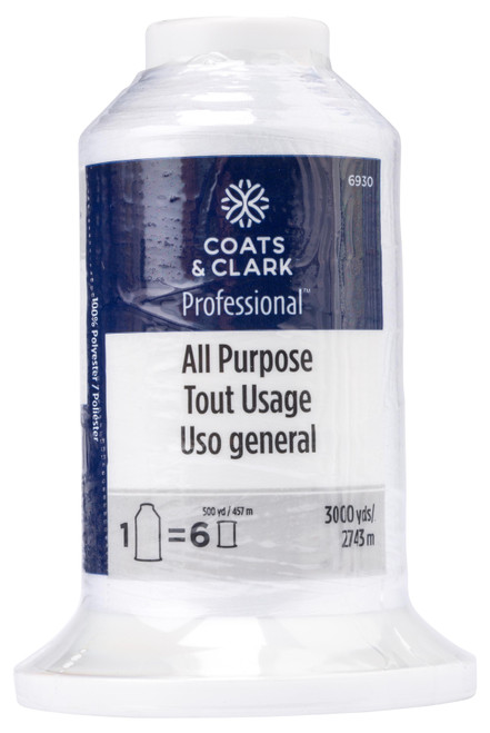Coats Professional All Purpose Thread 3000yd-White - 6930-0100