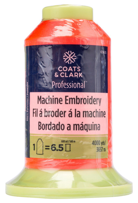 Coats Professional Machine Embroidery Thread 4000yd-Neon Coral -6965-9214