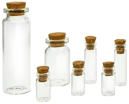Craft Medley Mini Containers With Cork Lid 7/Pkg-Assorted - GB801