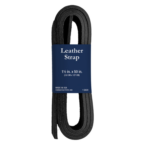 Realeather(R) Crafts Leather Strap 1.5"X50"-Black BS150S-01