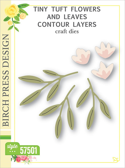 Birch Press Designs Dies-Tiny Tuft Flowers & Leaves Contour Layer BP57501