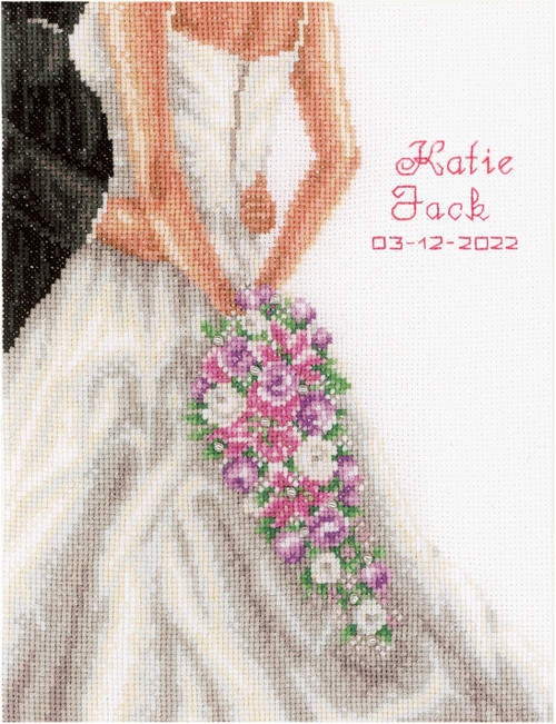 Vervaco Counted Cross Stitch Kit 9.2"X11.6"-Wedding Couple (14 Count) - V0155241 - 54134806096115413480609611
