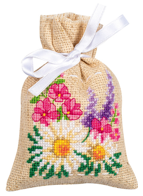 Vervaco Counted Cross Stitch Sachet Bags Kit 3.2"X4.8" 3/Pkg-Spring Flowers (18 Count) V0196584 - 54134806095745413480609574