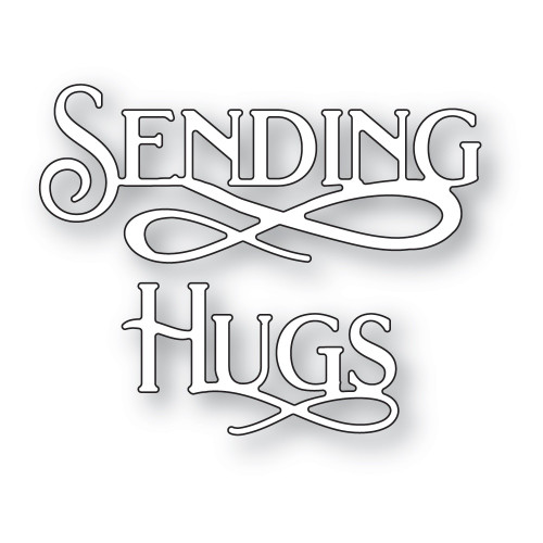 2 Pack Poppystamps Metal Dies-Sending Hugs Poe Script PS2527 - 873980925270