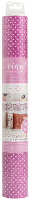 American Crafts Adhesive Vinyl 12"X48"-Pink Small Dots Glitter 34008034 - 718813438407