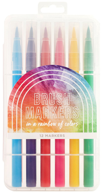 American Crafts Brush Marker 12/Pkg-Rainbow 34006665 - 718813408707