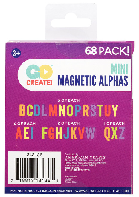 3 Pack American Crafts Magnetic Alphabet 3"X2.1" 68/Pkg-Rainbow -343136