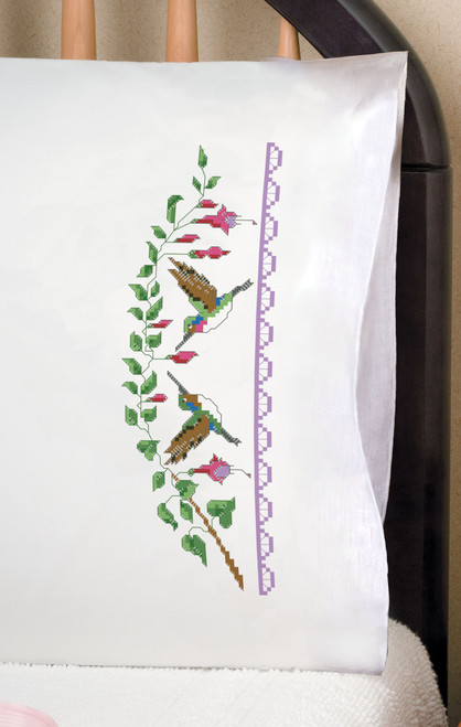 Tobin Stamped For Embroidery Pillowcase Pair 20"X30"-Hummingbird - T232233 - 021465322339