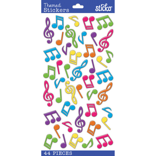 6 Pack Sticko Themed Stickers-Music Notes E5238131 - 015586793024