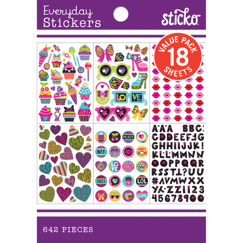 6 Pack Sticko Themed Sticker Pad-Girly Icons E5238404 - 015586907766