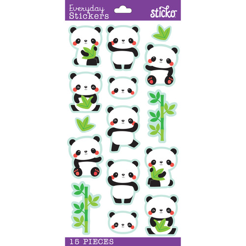 12 Pack Sticko Themed Stickers-Rolly Polly Panda E5238112 - 015586792836